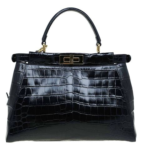 fendi black micro peekaboo|Fendi peekaboo crocodile.